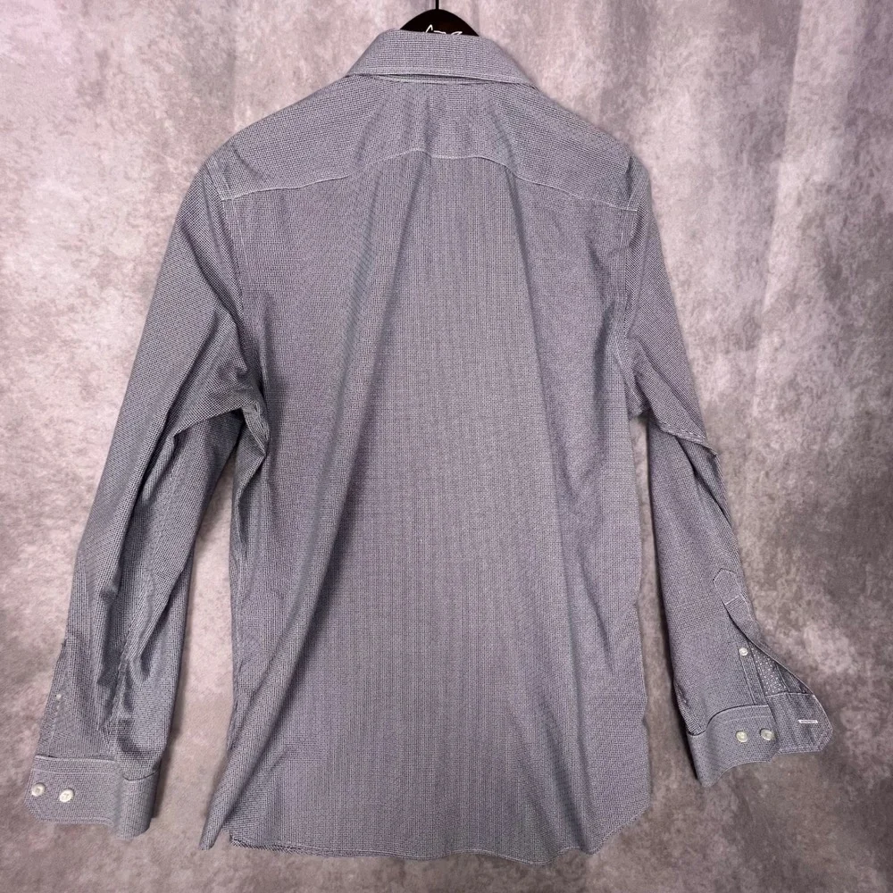 Banana Republic Button Down Mens Large Blue Grant Fit Non-Iron Stretch Geometric